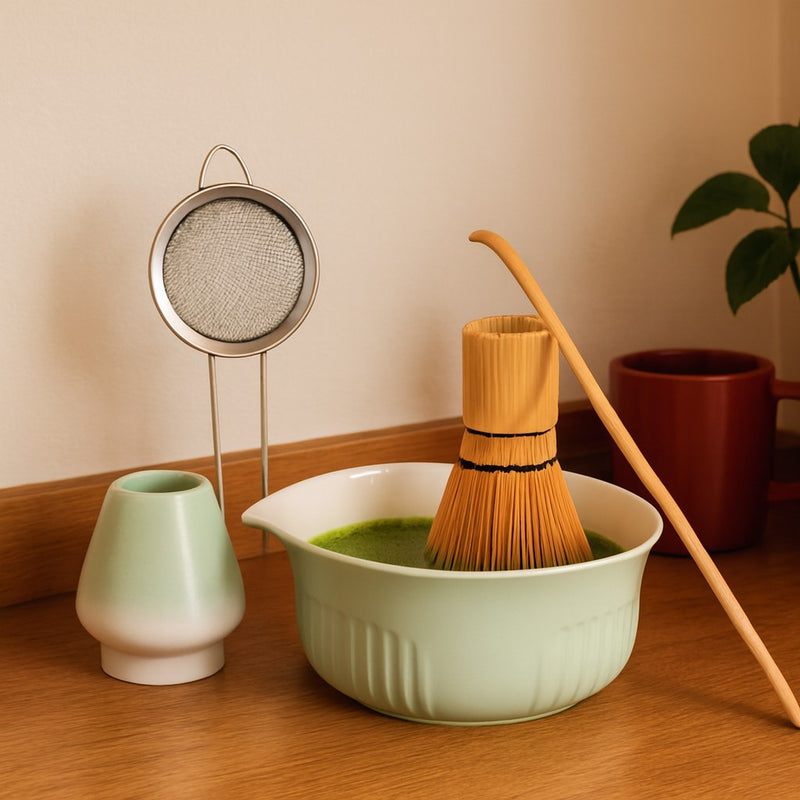 Set de matcha con batidor de bambú
