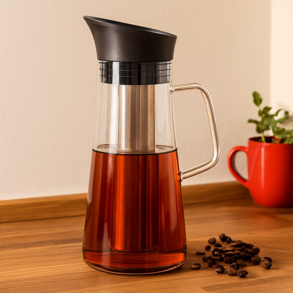 Jarra para cold brew 1.2 L sobre una mesa de madera