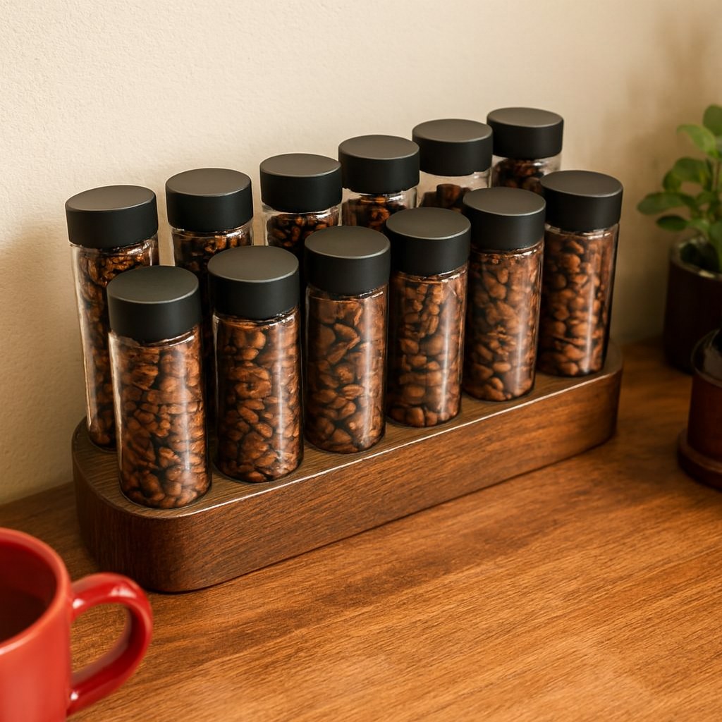 Organizador de tubos para granos · Base de madera 78123